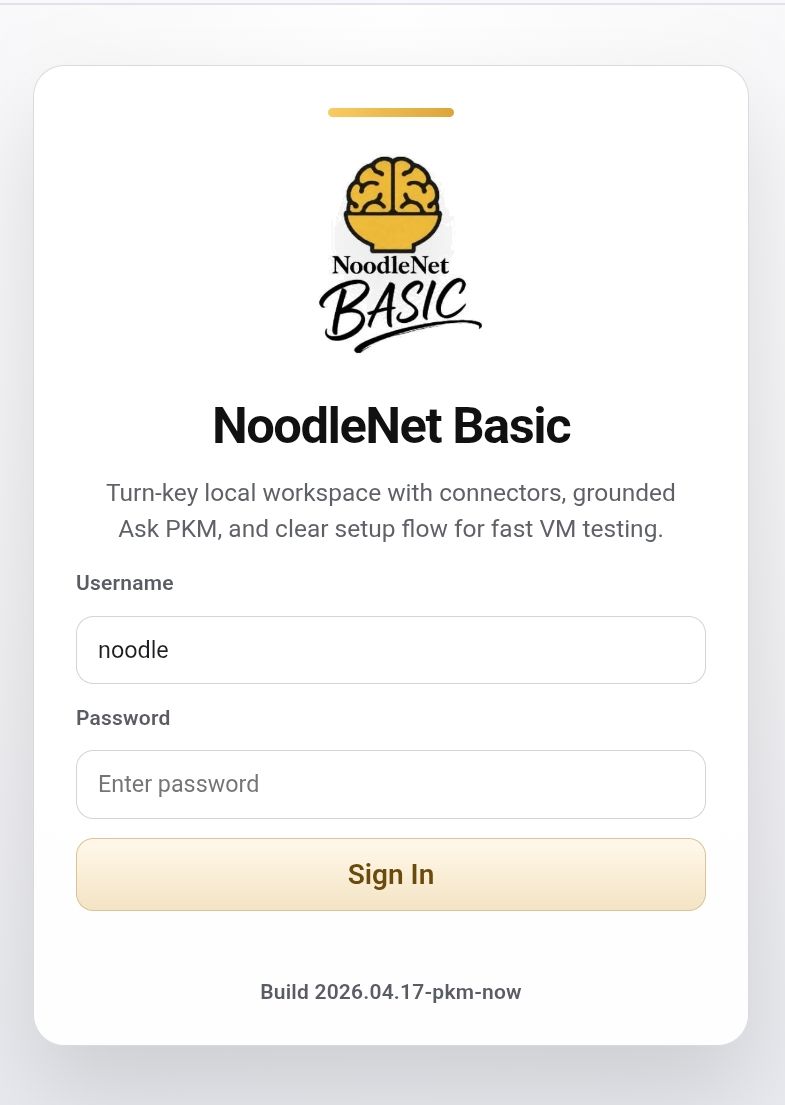 NoodleNet Basic login screen