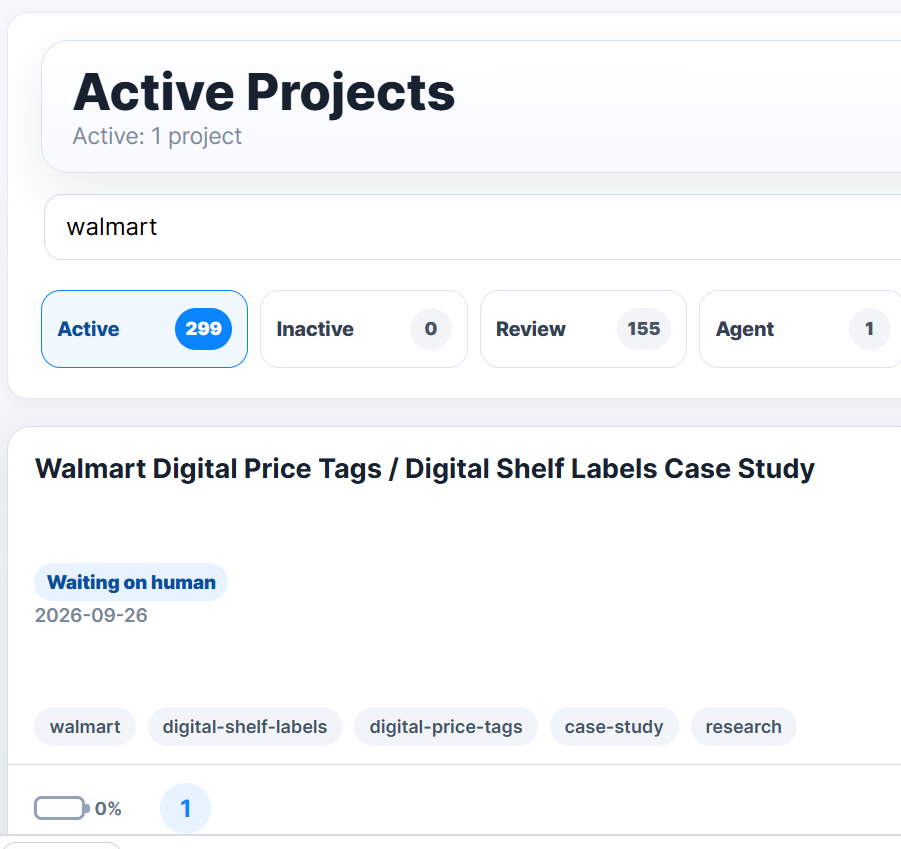 The project record for the Walmart digital shelf label case study.